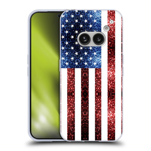 PLdesign Flags USA Glitters Soft Gel Case for Nothing Phone (2a)