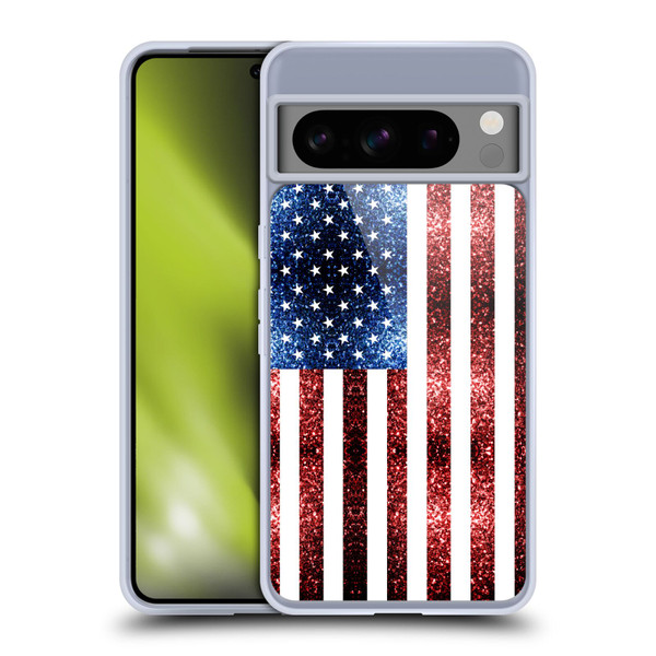 PLdesign Flags USA Glitters Soft Gel Case for Google Pixel 8 Pro