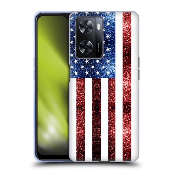 PLdesign Flags USA Glitters Soft Gel Case for OPPO A57s