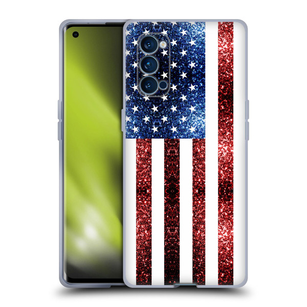 PLdesign Flags USA Glitters Soft Gel Case for OPPO Reno 4 Pro 5G