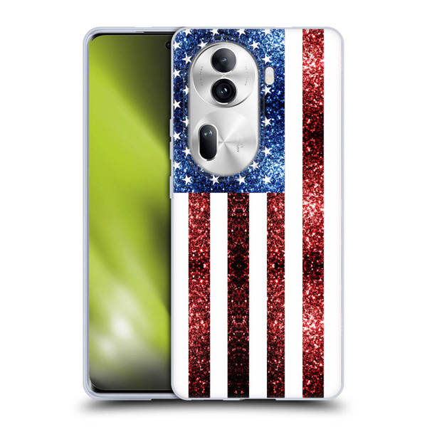 PLdesign Flags USA Glitters Soft Gel Case for OPPO Reno11 Pro