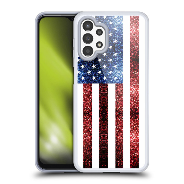PLdesign Flags USA Glitters Soft Gel Case for Samsung Galaxy A13 (2022)