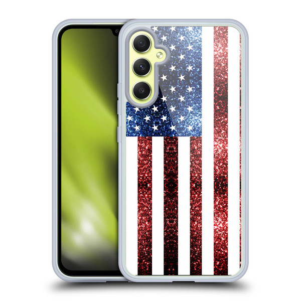 PLdesign Flags USA Glitters Soft Gel Case for Samsung Galaxy A34 5G
