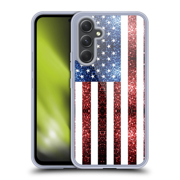 PLdesign Flags USA Glitters Soft Gel Case for Samsung Galaxy A54 5G