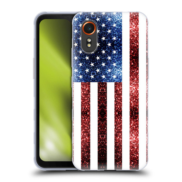 PLdesign Flags USA Glitters Soft Gel Case for Samsung Galaxy Xcover7 5G