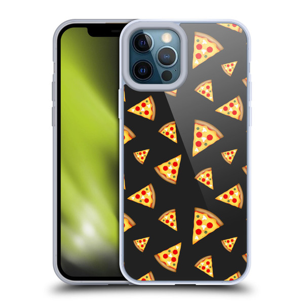 PLdesign Food Patterns Cool Fun Pizza Slices Black Soft Gel Case for Apple iPhone 12 Pro Max