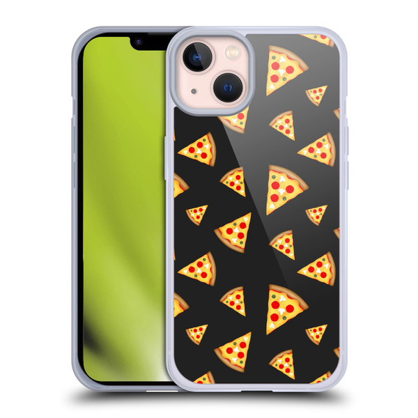 PLdesign Food Patterns Cool Fun Pizza Slices Black Soft Gel Case for Apple iPhone 13