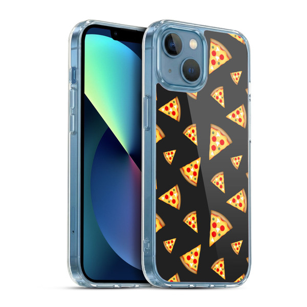 PLdesign Food Patterns Cool Fun Pizza Slices Black Soft Gel Case for Apple iPhone 13 Mini & MagSafe