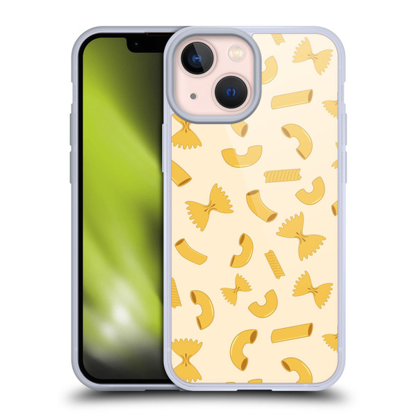 PLdesign Food Patterns Macaroni Pasta Gold Soft Gel Case for Apple iPhone 13 Mini