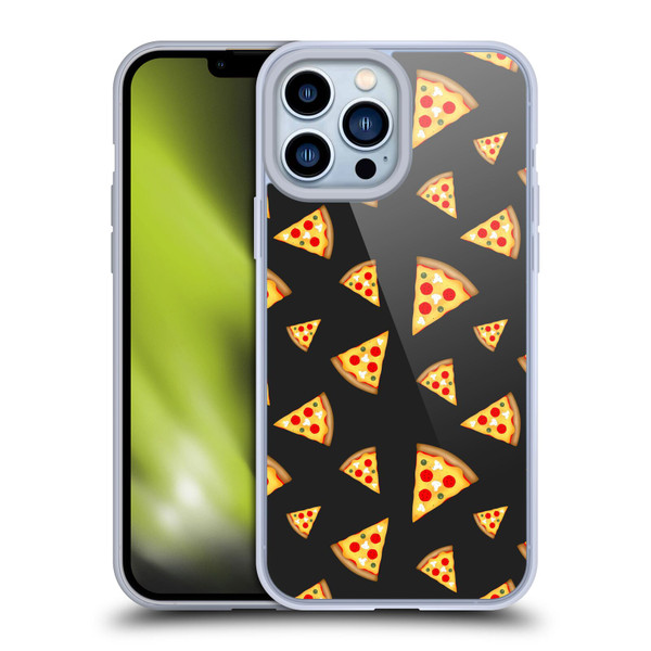 PLdesign Food Patterns Cool Fun Pizza Slices Black Soft Gel Case for Apple iPhone 13 Pro Max