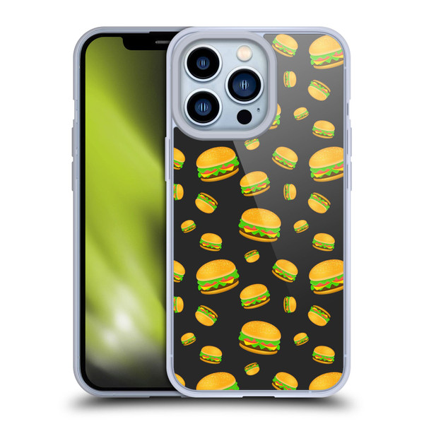 PLdesign Food Patterns Cool Fun Burger Soft Gel Case for Apple iPhone 13 Pro