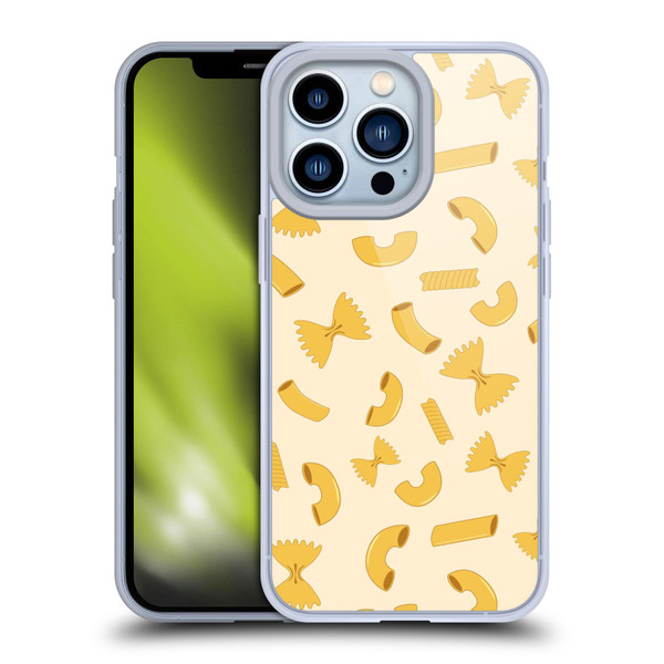 PLdesign Food Patterns Macaroni Pasta Gold Soft Gel Case for Apple iPhone 13 Pro