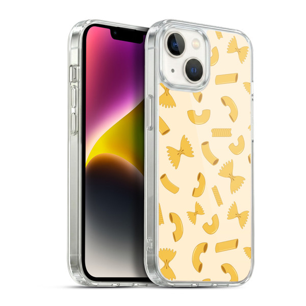 PLdesign Food Patterns Macaroni Pasta Gold Soft Gel Case for Apple iPhone 14
