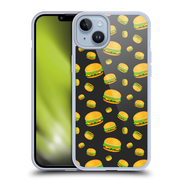 PLdesign Food Patterns Cool Fun Burger Soft Gel Case for Apple iPhone 14 Plus