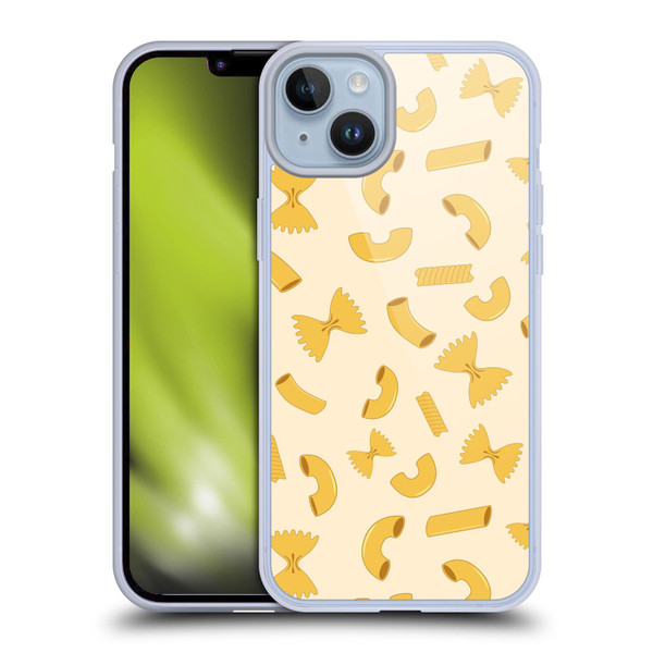 PLdesign Food Patterns Macaroni Pasta Gold Soft Gel Case for Apple iPhone 14 Plus