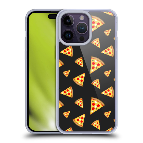 PLdesign Food Patterns Cool Fun Pizza Slices Black Soft Gel Case for Apple iPhone 14 Pro Max