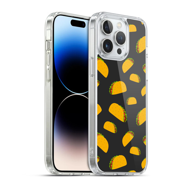 PLdesign Food Patterns Cool Fun Taco Soft Gel Case for Apple iPhone 14 Pro Max & MagSafe