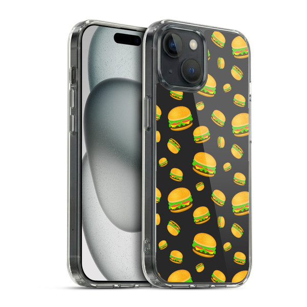 PLdesign Food Patterns Cool Fun Burger Soft Gel Case for Apple iPhone 15 & MagSafe
