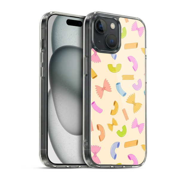 PLdesign Food Patterns Macaroni Pasta Colored Soft Gel Case for Apple iPhone 15 & MagSafe