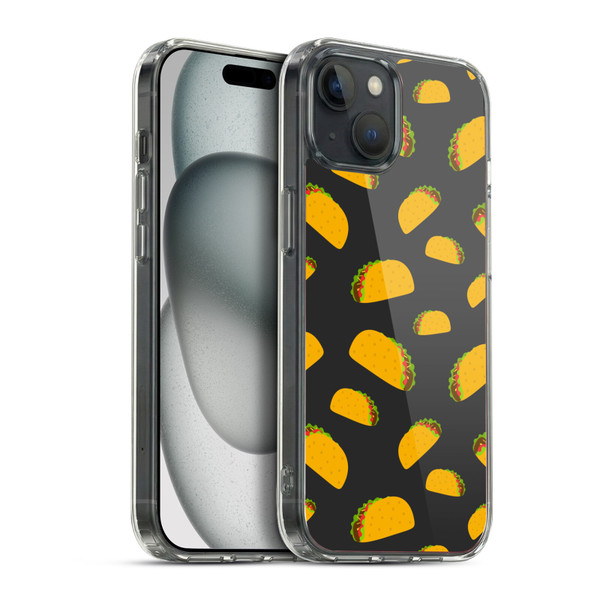 PLdesign Food Patterns Cool Fun Taco Soft Gel Case for Apple iPhone 15 Plus & MagSafe