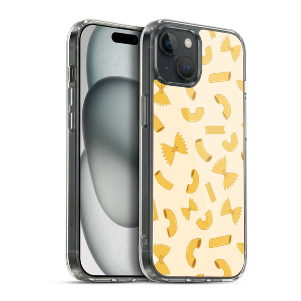 PLdesign Food Patterns Macaroni Pasta Gold Soft Gel Case for Apple iPhone 15 Plus & MagSafe
