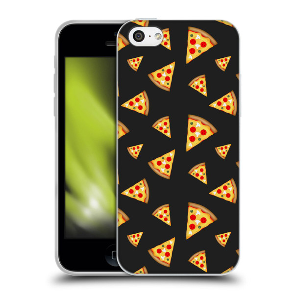 PLdesign Food Patterns Cool Fun Pizza Slices Black Soft Gel Case for Apple iPhone 5c
