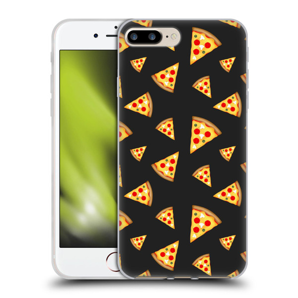 PLdesign Food Patterns Cool Fun Pizza Slices Black Soft Gel Case for Apple iPhone 7 Plus / iPhone 8 Plus