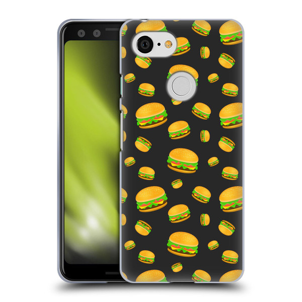PLdesign Food Patterns Cool Fun Burger Soft Gel Case for Google Pixel 3