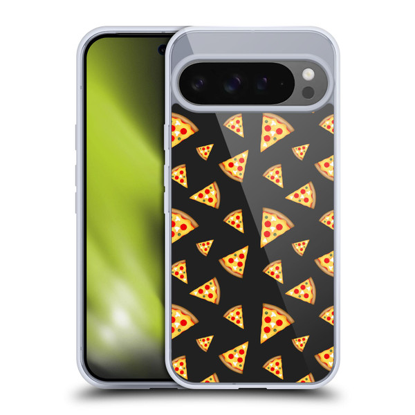 PLdesign Food Patterns Cool Fun Pizza Slices Black Soft Gel Case for Google Pixel 9 Pro XL