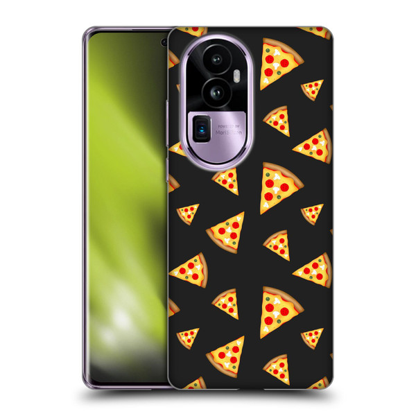PLdesign Food Patterns Cool Fun Pizza Slices Black Soft Gel Case for OPPO Reno10 Pro+