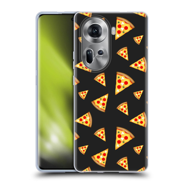 PLdesign Food Patterns Cool Fun Pizza Slices Black Soft Gel Case for OPPO Reno11
