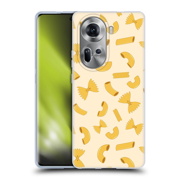 PLdesign Food Patterns Macaroni Pasta Gold Soft Gel Case for OPPO Reno11
