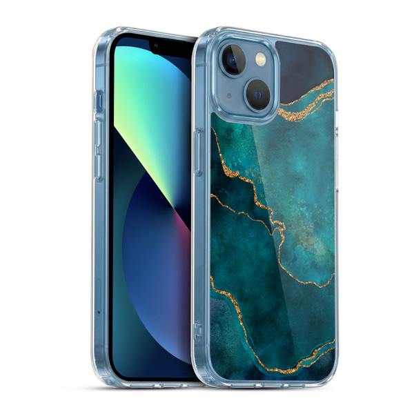 LebensArt Mineral Marble Glam Turquoise Soft Gel Case for Apple iPhone 13 Mini & MagSafe