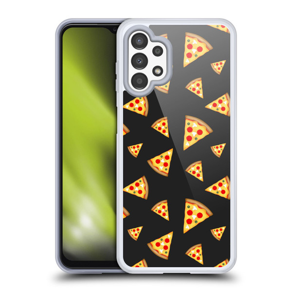 PLdesign Food Patterns Cool Fun Pizza Slices Black Soft Gel Case for Samsung Galaxy A13 (2022)