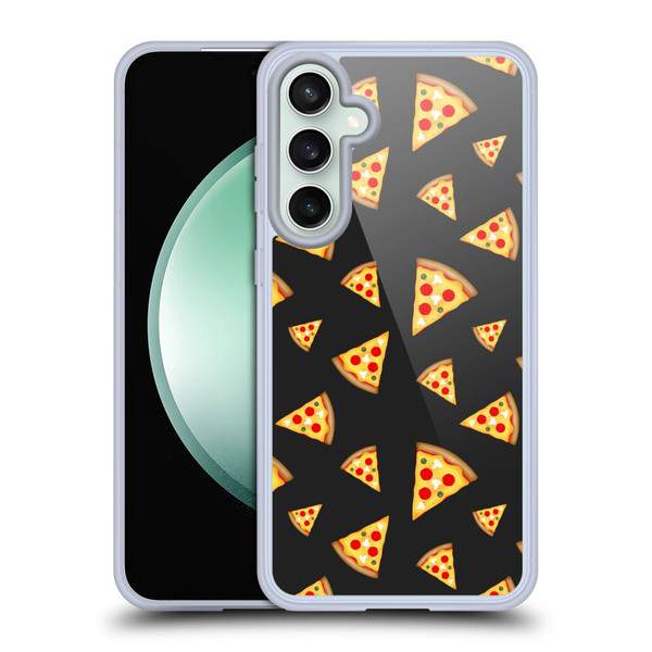 PLdesign Food Patterns Cool Fun Pizza Slices Black Soft Gel Case for Samsung Galaxy S23 FE 5G
