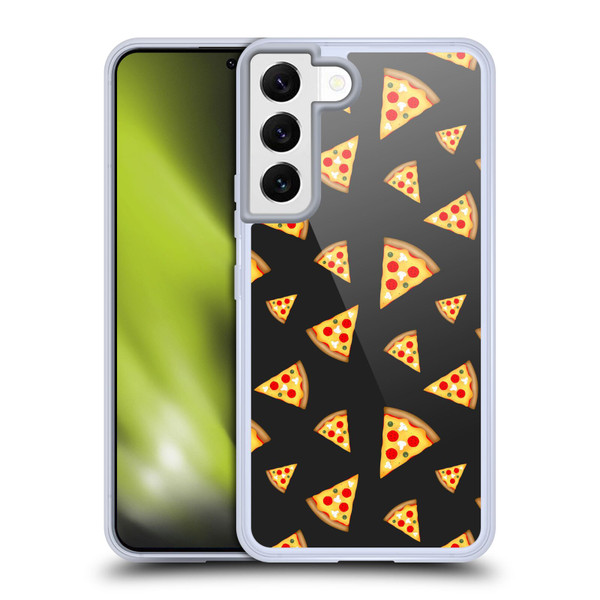 PLdesign Food Patterns Cool Fun Pizza Slices Black Soft Gel Case for Samsung Galaxy S22 5G