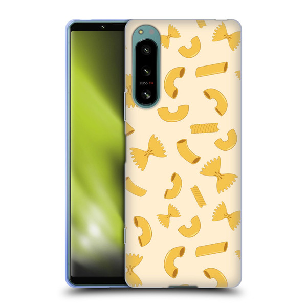 PLdesign Food Patterns Macaroni Pasta Gold Soft Gel Case for Sony Xperia 5 IV