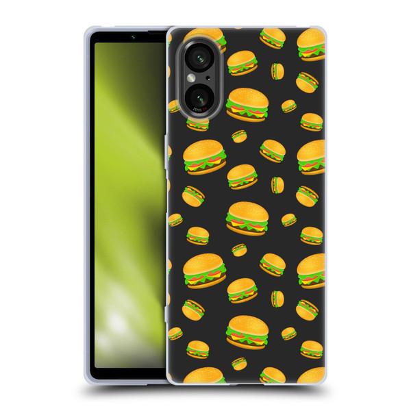 PLdesign Food Patterns Cool Fun Burger Soft Gel Case for Sony Xperia 5 V 5G