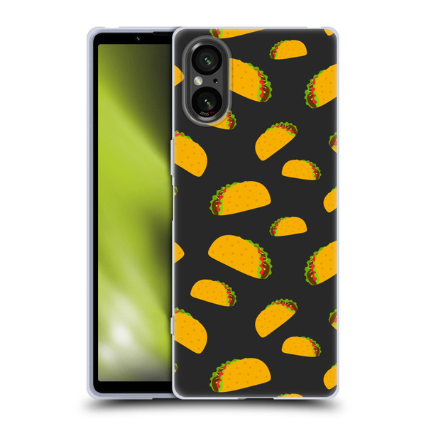 PLdesign Food Patterns Cool Fun Taco Soft Gel Case for Sony Xperia 5 V 5G