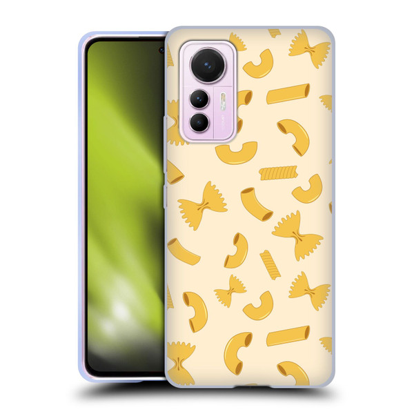 PLdesign Food Patterns Macaroni Pasta Gold Soft Gel Case for Xiaomi 12 Lite