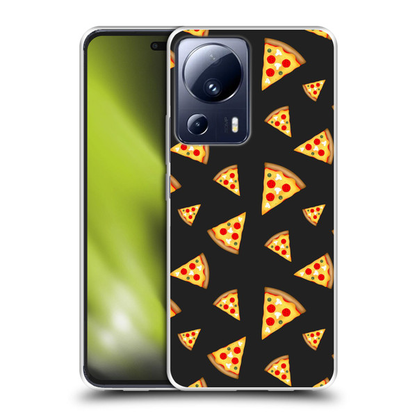 PLdesign Food Patterns Cool Fun Pizza Slices Black Soft Gel Case for Xiaomi 13 Lite 5G