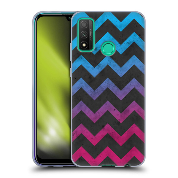 PLdesign Geometric Patterns Blue Pink Ombre Vintage Soft Gel Case for Huawei P Smart (2020)