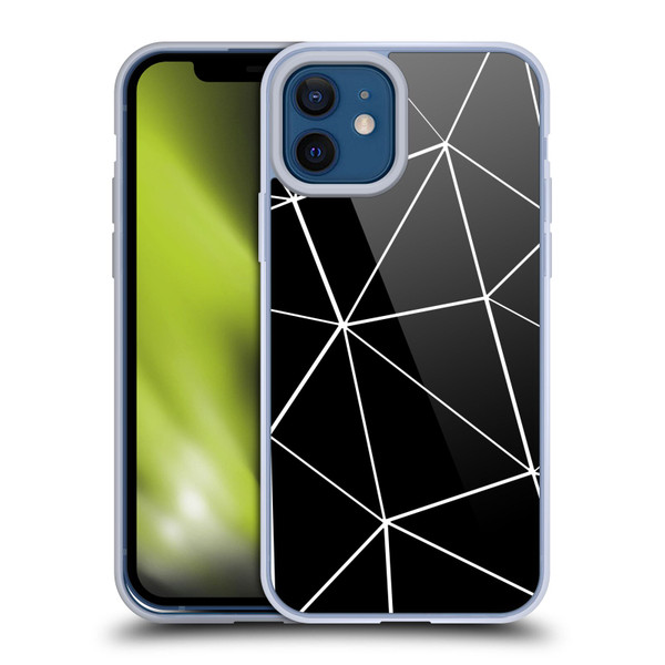 PLdesign Geometric Patterns Black Triangles White Lines Soft Gel Case for Apple iPhone 12 / iPhone 12 Pro