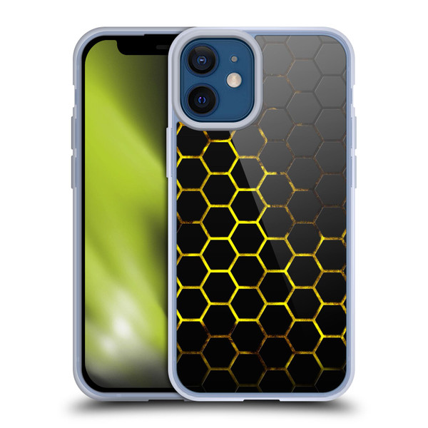 PLdesign Geometric Patterns Honeycomb Yellow Soft Gel Case for Apple iPhone 12 Mini