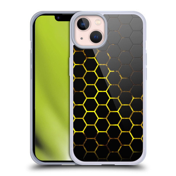PLdesign Geometric Patterns Honeycomb Yellow Soft Gel Case for Apple iPhone 13