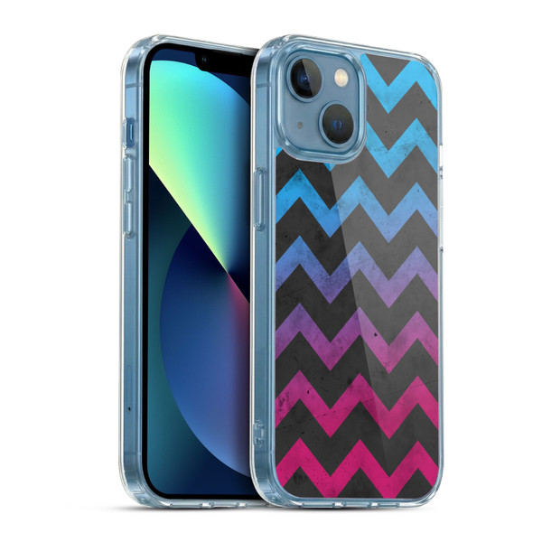PLdesign Geometric Patterns Blue Pink Ombre Vintage Soft Gel Case for Apple iPhone 13 Mini & MagSafe