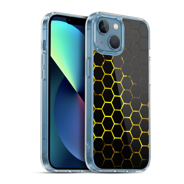 PLdesign Geometric Patterns Honeycomb Yellow Soft Gel Case for Apple iPhone 13 Mini & MagSafe