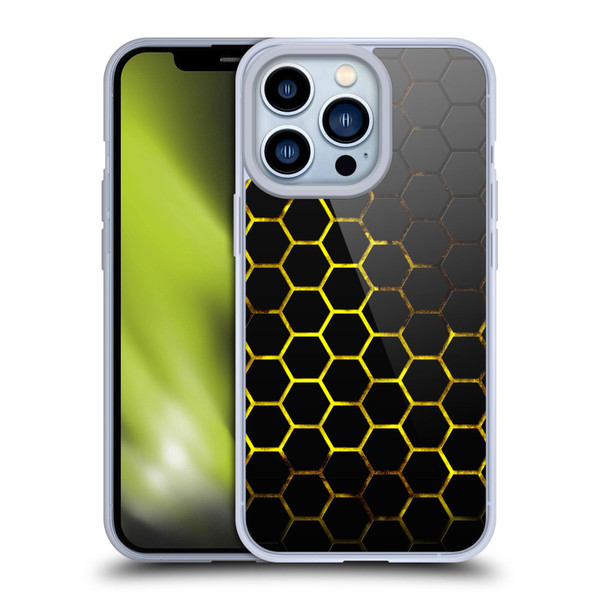 PLdesign Geometric Patterns Honeycomb Yellow Soft Gel Case for Apple iPhone 13 Pro