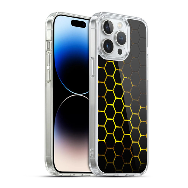 PLdesign Geometric Patterns Honeycomb Yellow Soft Gel Case for Apple iPhone 14 Pro Max & MagSafe