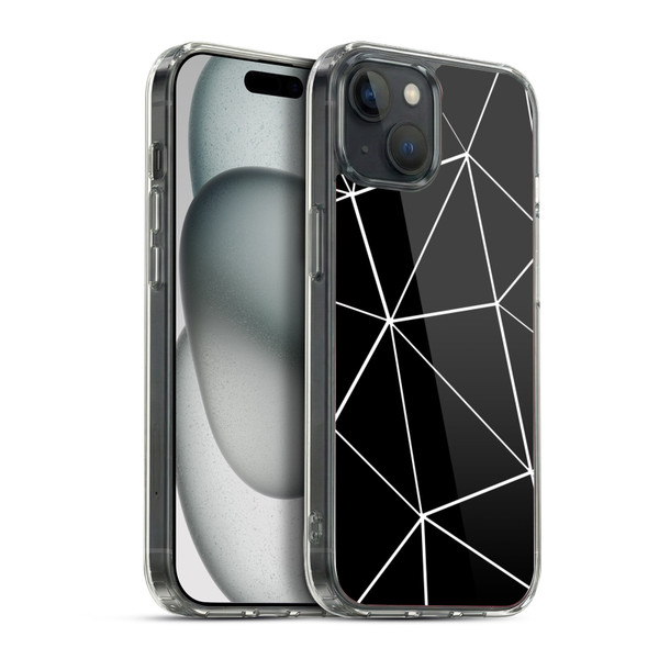 PLdesign Geometric Patterns Black Triangles White Lines Soft Gel Case for Apple iPhone 15 Plus & MagSafe